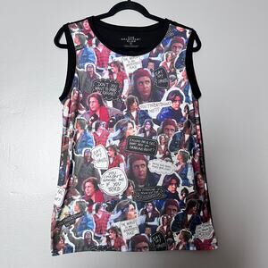 The Breakfast Club Movie Collage Graphic Tank Dress Tunic Black Size Large